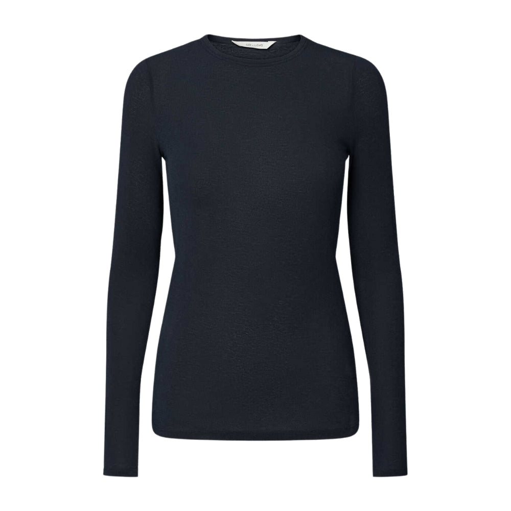 Thyra Wool langærmet t-shirt - Midnight Blue